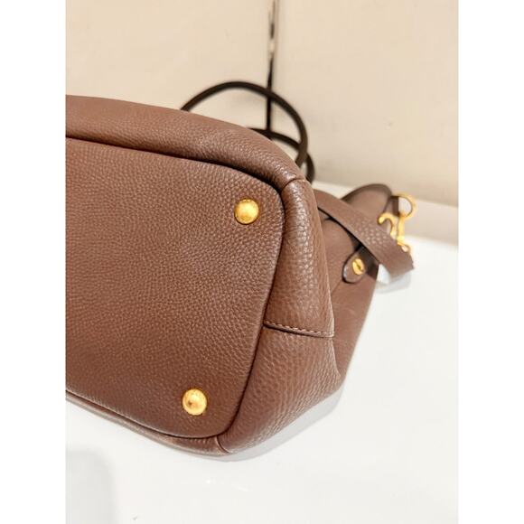 Prada Bruciato Vitello Daino Leather Large Shopper Tote Bag with Shoulder Strap - Picture 7 of 14